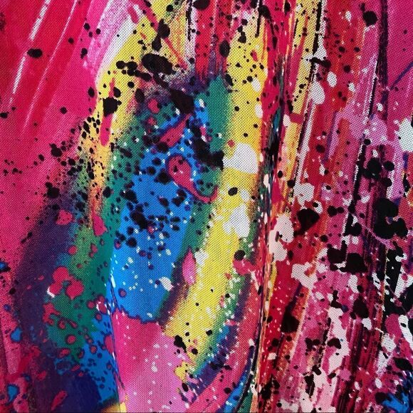 Mishca Sz S Fuschia Pink Paint Spattered Mesh Stretch Contemporary Swim Cover - Picture 6 of 8